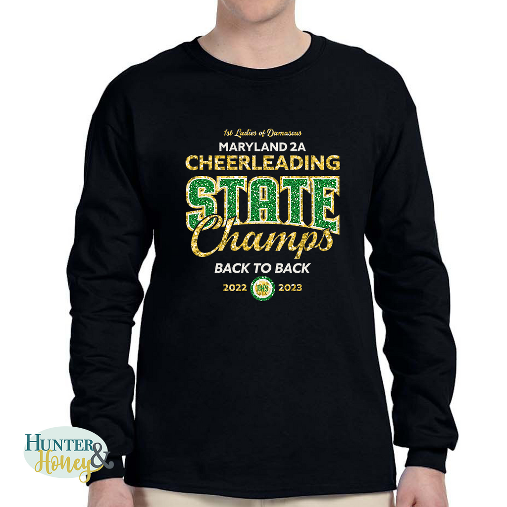2023 Damascus Cheer State Champs Hero Long Sleeve T Shirt Hunter Honey