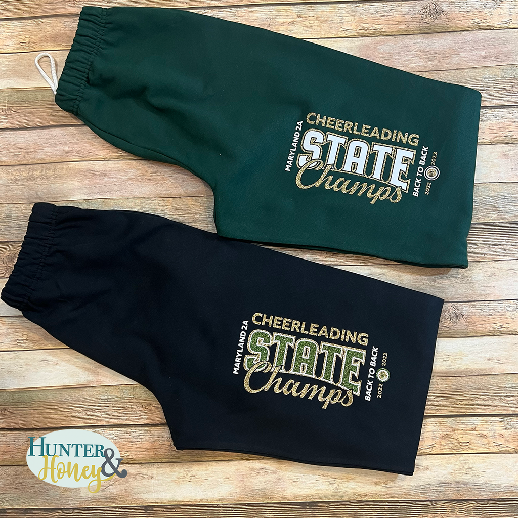 2023 Damascus Cheer State Champs Green Sweatpants Hunter Honey