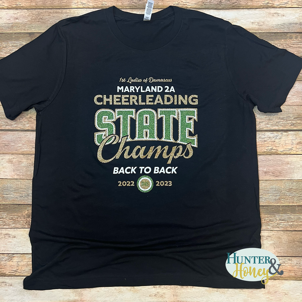 2023 Damascus Cheer State Champs Hero T Shirt Hunter Honey