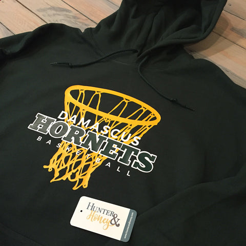 Damascus Hornets net basketball hooded sweatshirt in green
