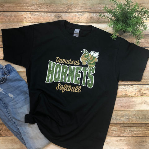Damascus Hornets Softball Arch Glitter Tee