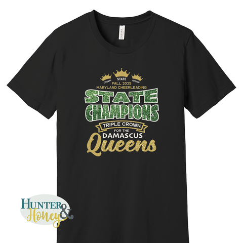 2025 Damascus Cheer State Champions Black Glitter