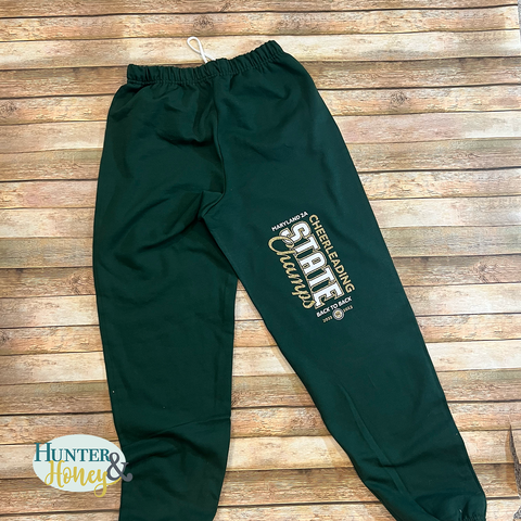 2023 Damascus Cheer State Champs Green Sweatpants Hunter Honey