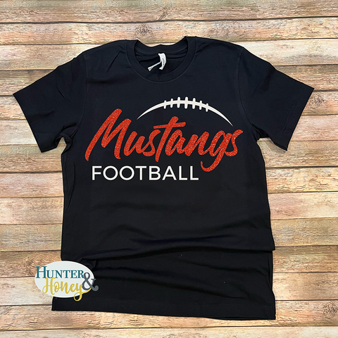 Mustangs Football Carrington Glitter Tee