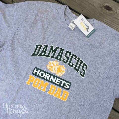 Hornets Pom Dad Old School Grey Tee
