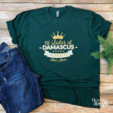 1st Ladies of Damascus Hornets Cheer Mom hunter green with a metallic gold and white graphic on a hunter green ring-spun cotton tee.