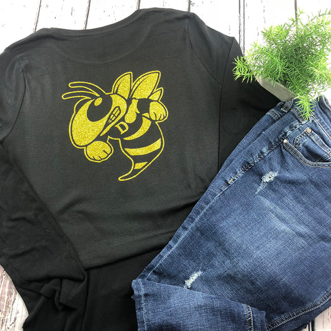 Glitter Hornet on Back of Tee
