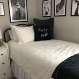 Black and white velvet custom handwritten pillow cover