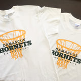 Damascus Hornets Basketball Net white tee.